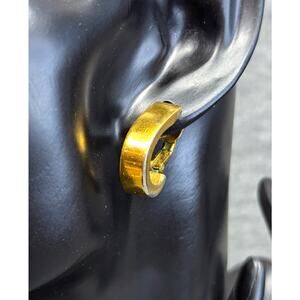 Vintage Crown Trifari Earrings, Gold-tone, Chunky, Hoop/Huggie, Post/Lever Back